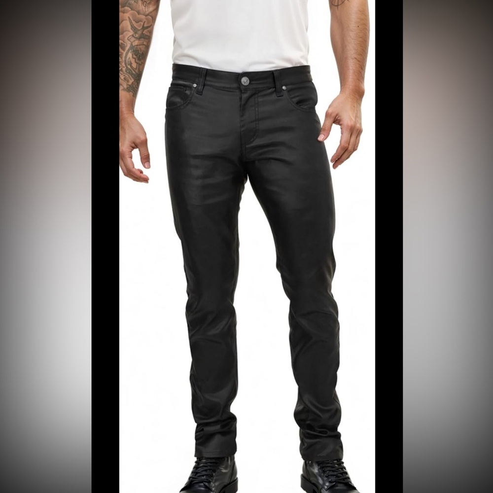 NWT Ethanol Pants 32 X 32”Men's Black Casual Faux Leather Cotton Blend Goth Punk